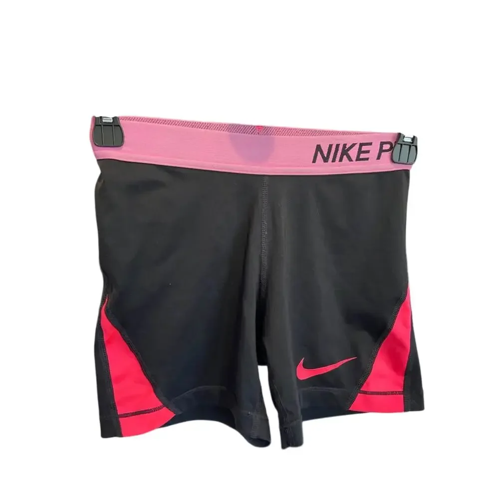 Nike dri fit girls medium pink and black athletic performance shorts